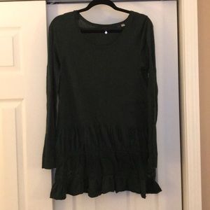 Long olive green shirt from Anthropology